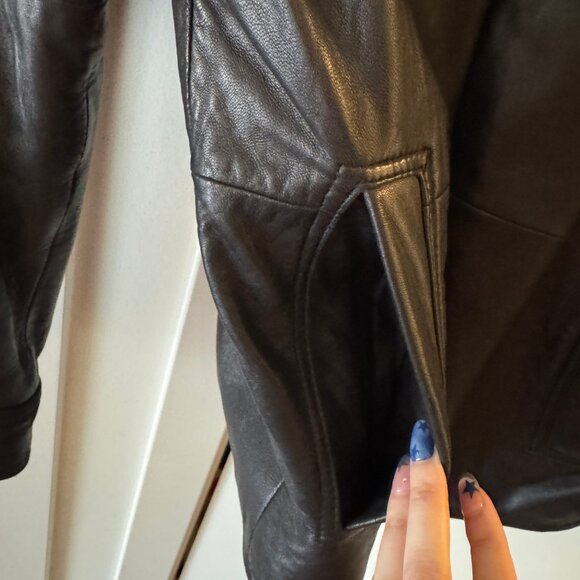 VINTAGE CALVIN KLEIN Y2K 90S STYLE PADDED LEATHER JACKET SIZE SMALL - Picture 4 of 11